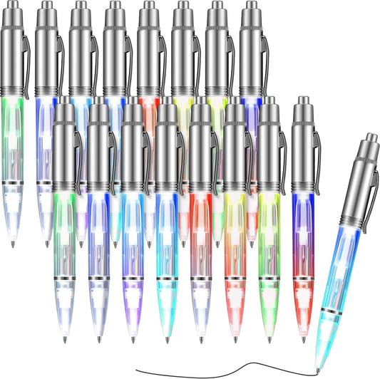 16Pcs LED Penlight Light-up Ballpoint Pens for Night Writing Rainbow