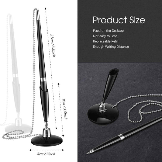 Secure Ballpoint Pen with Adhesive Chain for Reception Counter 6 Pack - TTpen