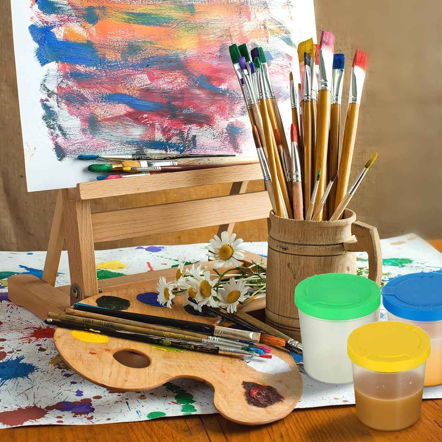 24 Color Non-Spill Paint Cups for Kids with Flip Open Lids Set - TTpen