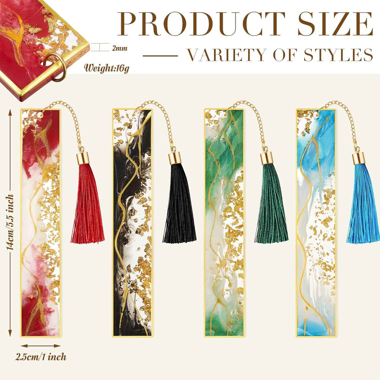 4Pcs Handmade Resin Bookmarks with Tassels - TTpen
