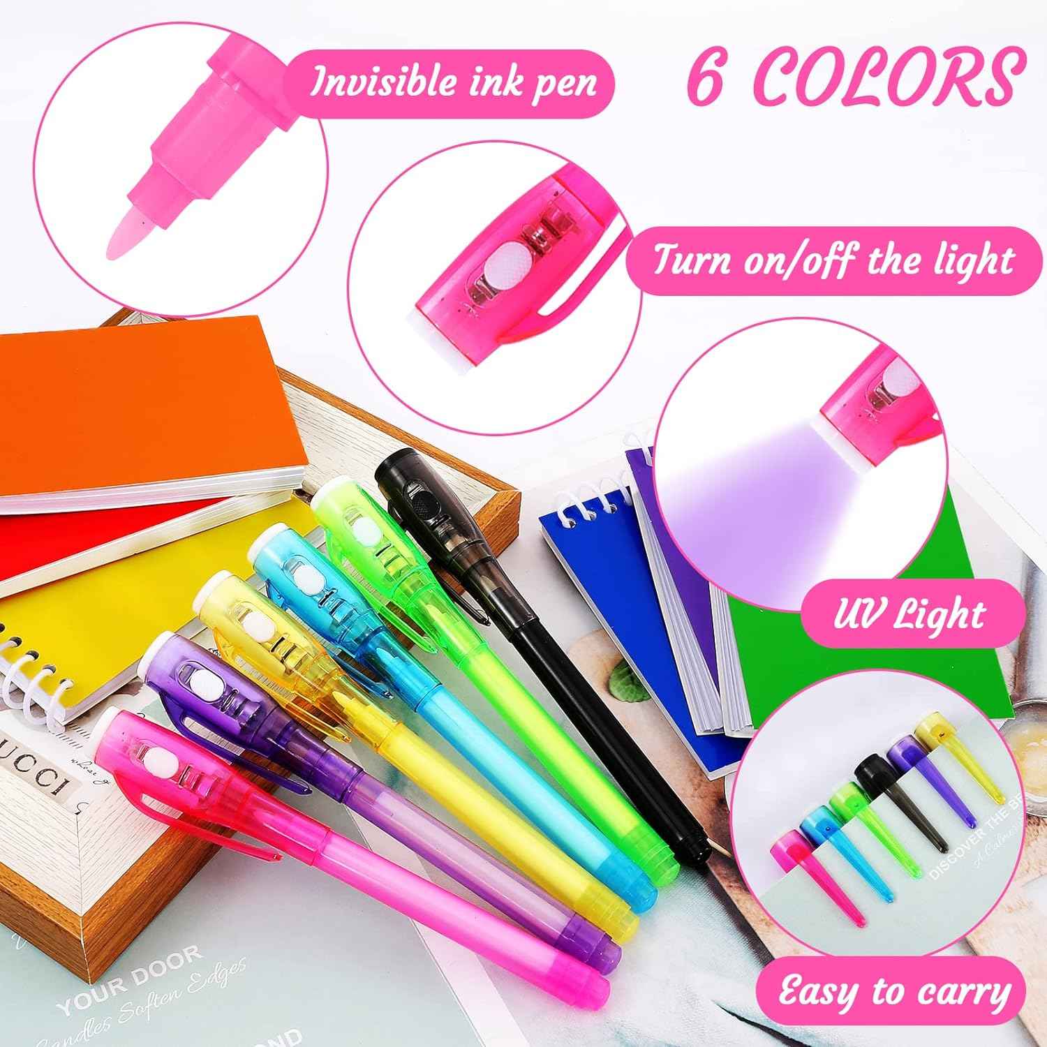 12PCS Invisible Ink Pen,Spy Pen with UV Light for Kids - TTpen