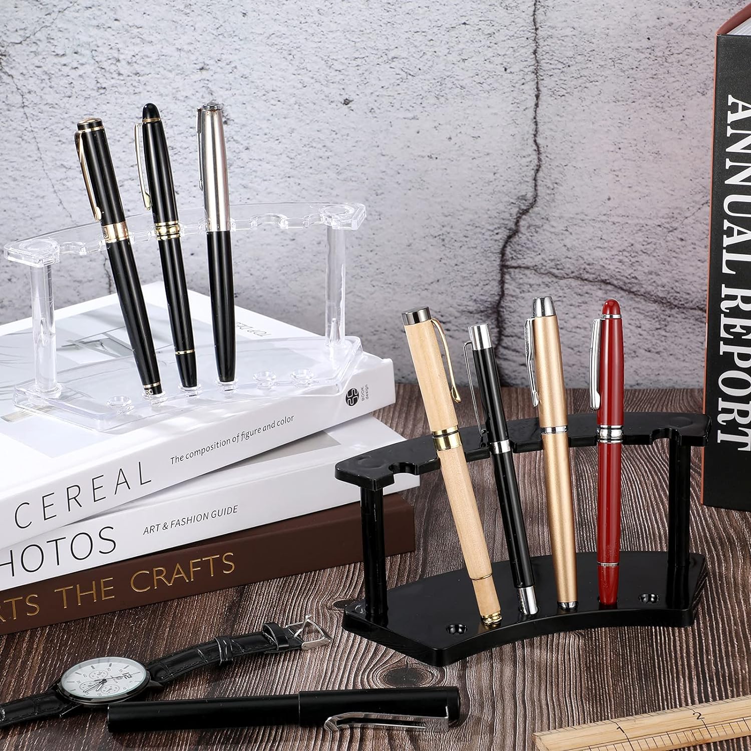 2pcs Plastic Pen Holder 6 Slot Pen Makeup Brush Rack Organizer