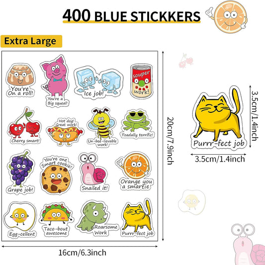 400 Pieces Punny Rewards Stickers for Kids Teacher School Classroom