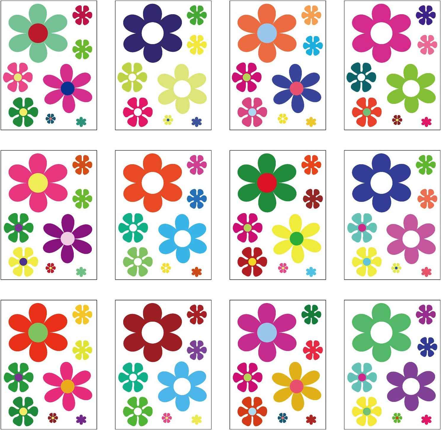96 Pieces Car Flowers Stickers for Window Laptop Car Decoration - TTpen