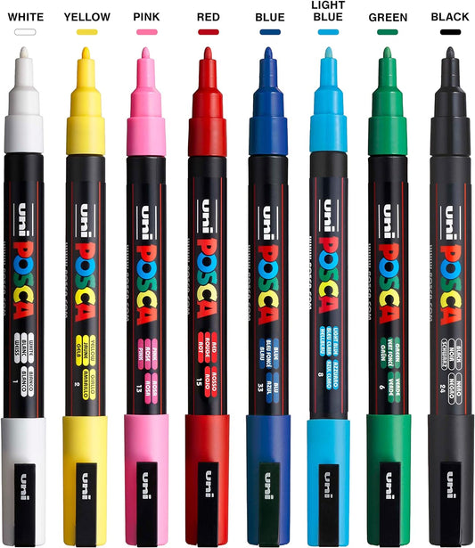 UNI POSCA PC-3M POP Paint Markers with Reversible Tips 8 Color