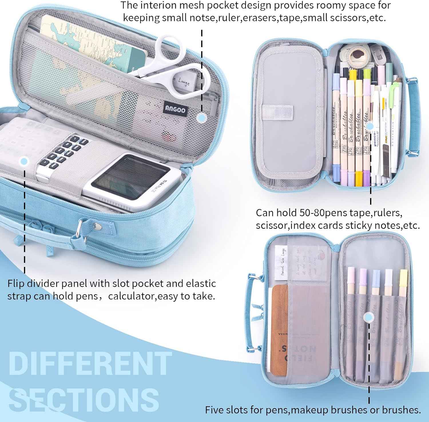 Large Capacity Pencil Case Double Zipper Storage Bag - TTpen