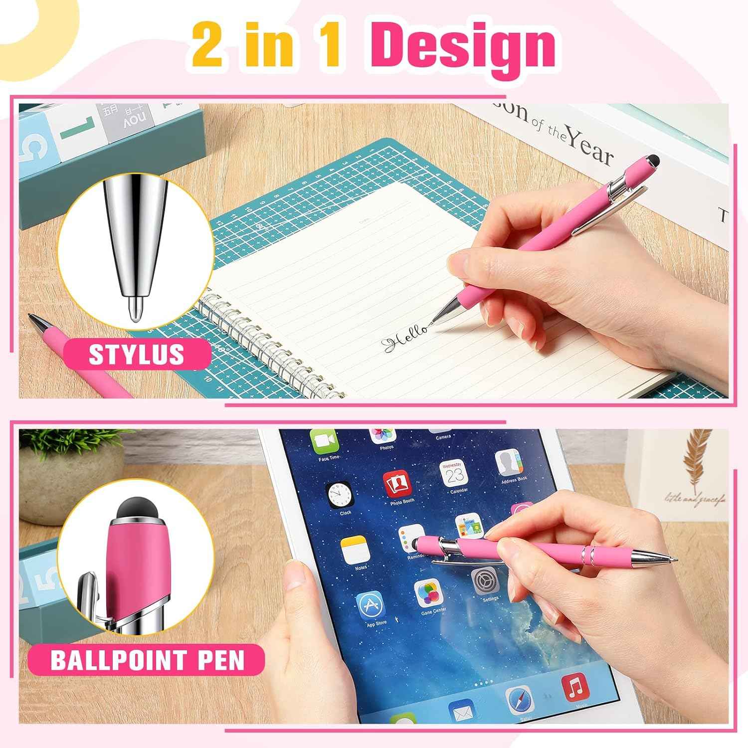 38Pcs Rubberized Ballpoint Pen with Stylus Tip for Touch Screen Devices - TTpen