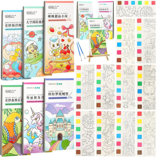 6Pcs Pocket Watercolor Painting Book for Kids