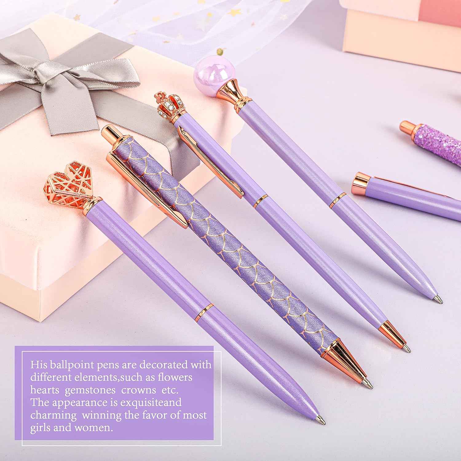 10Pcs Ballpoint Pens Set Party Favors for Kids Purple Pink Pens Gifts - TTpen
