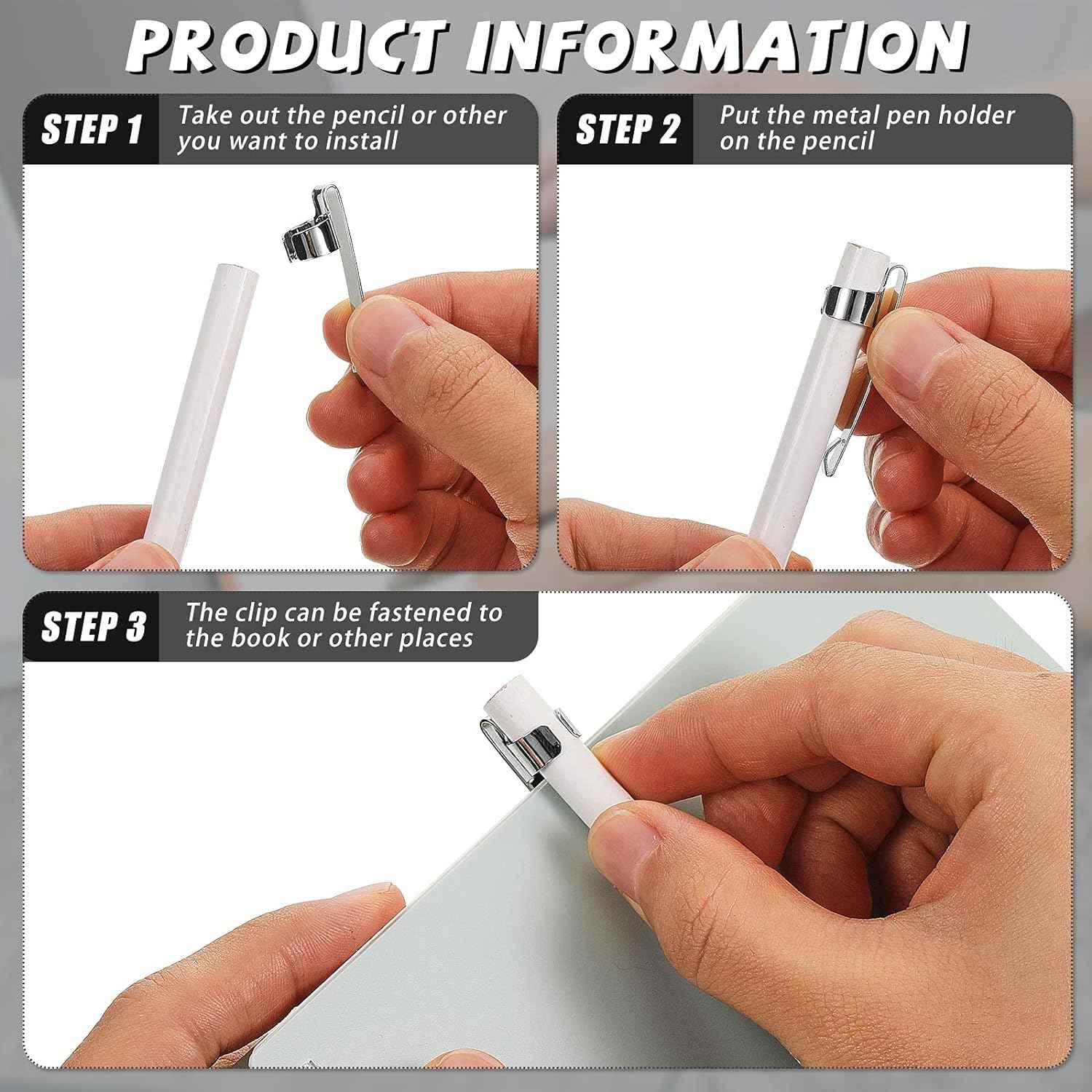 Metal Pencil Clips Slide on Pocket Epoxy Pen Clips Snap In 20 Pack - TTpen