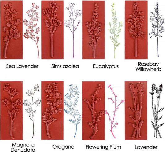 8pcs Vintage Plant Flower Decorative Rubber Wood Stamps for Crafting - TTpen