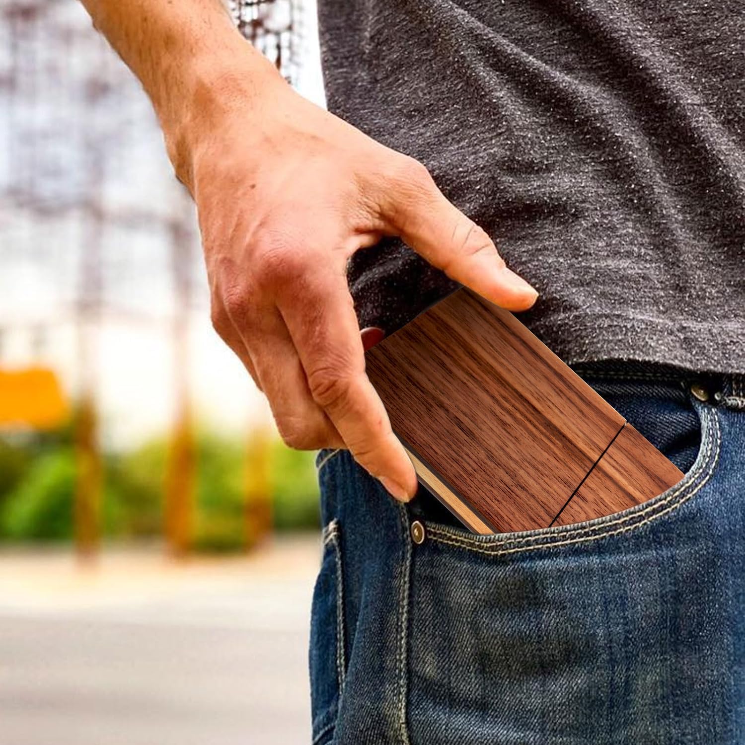Wooden Business Card Case Holder Walnut with Magnetic Closure