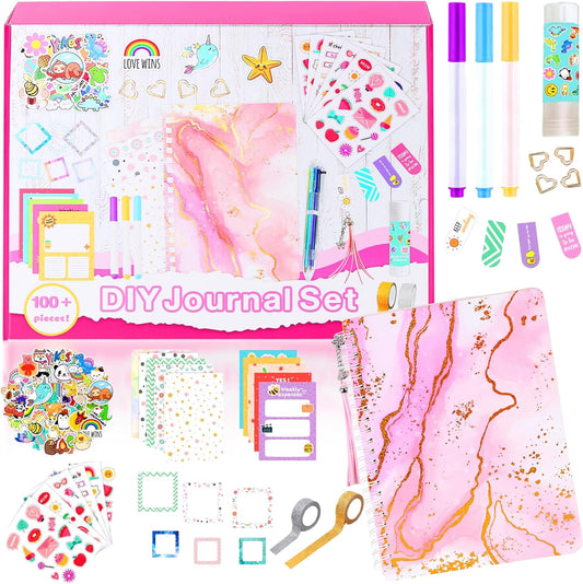 DIY Scrapbook Journal Set for Girls Ages 6-14 Years Old,Pink