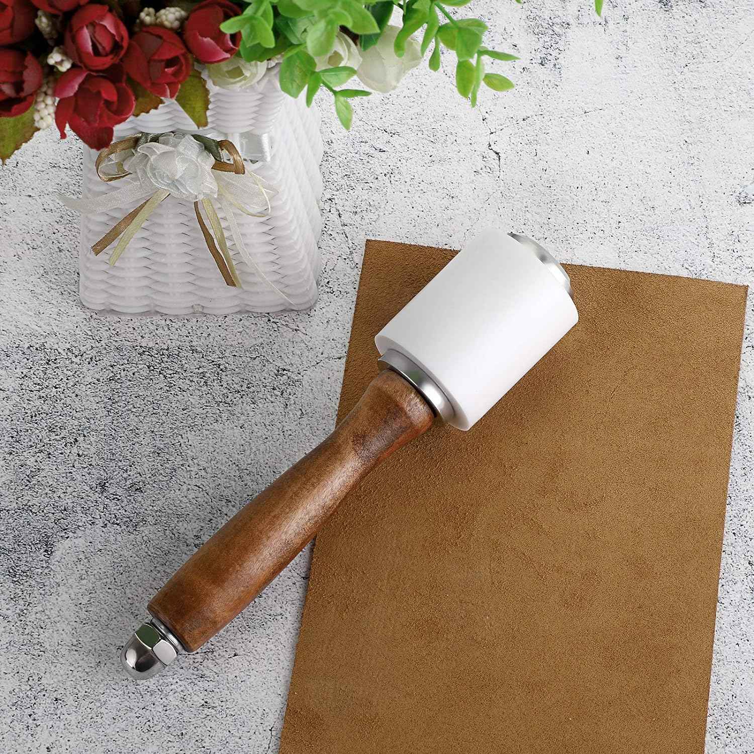 Wooden Handle Nylon Hammer Leathercraft Carving Cowhide Tool Kit - TTpen