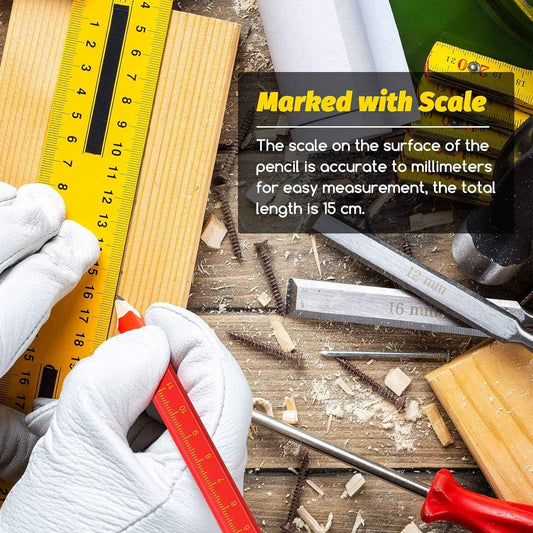 100 Pieces Octagonal Red Hard Black Carpenter Construction Pencils - TTpen