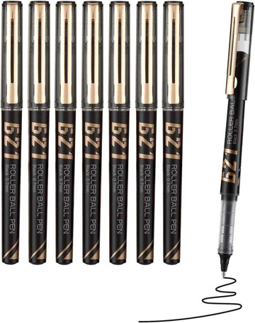 Comix 621 Rollerball Pens Black Liquid Ink 0.7mm Medium Point 8 Pack