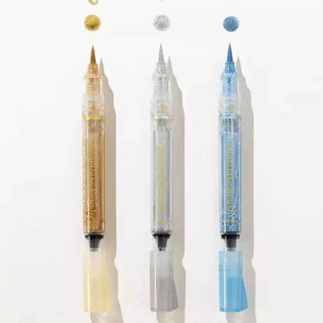 Pentel StarFlake Brush Pen — Gold Silver Blue limited edition glitter colors