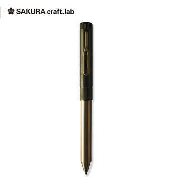 Green Sakura Craft Lab 004 3-in-1 multi pen with brass grip and clip