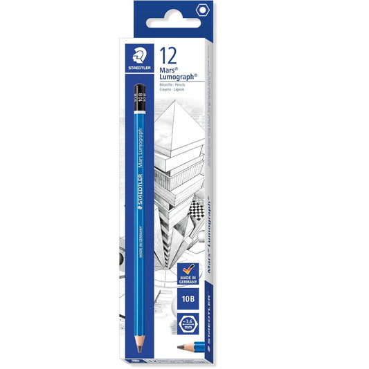 Staedtler 100 Mars Lumograph 10B Graphite Art Drawing Pencil,12 Pack