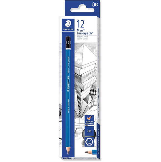 Staedtler 100 Mars Lumograph 6B Graphite Art Drawing Pencil,12 Pack