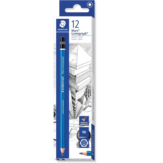 Staedtler 100 Mars Lumograph 9B Graphite Art Drawing Pencil,12 Pack