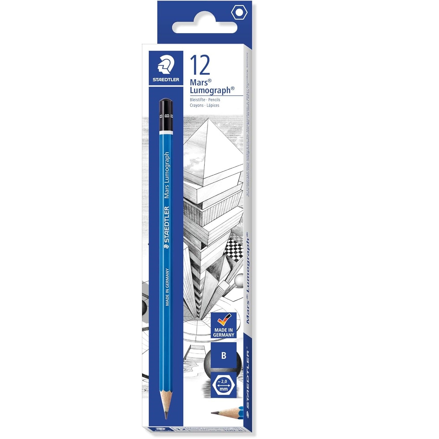 Staedtler 100 Mars Lumograph B Graphite Art Drawing Pencil,12 Pack