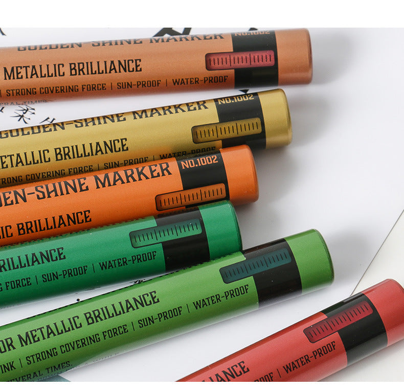 STA 8 Color Golden Shine Marker,Superior Metallic Brilliance 2mm Tip