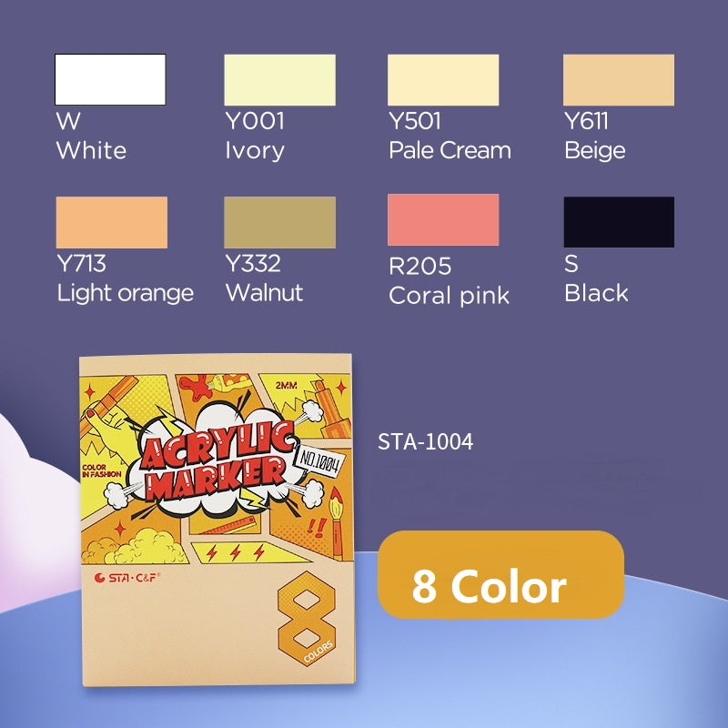 STA 8 Color Acrylic Paint Permanent Marker 2mm Tip