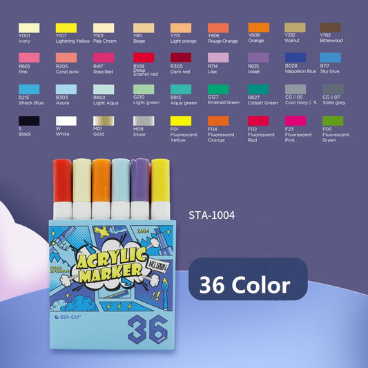 STA 36 Color Acrylic Paint Permanent Marker 2mm Tip