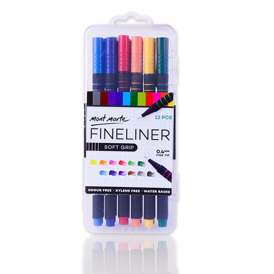 Mont Marte 12 Color Fineliner Set,Soft Grip,Odour Free