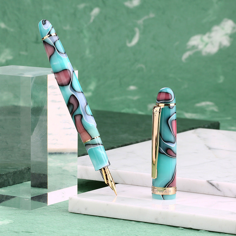 Majohn S3 Fountain Pen Celluloid,Iridium Fine Nib Gold Plated
