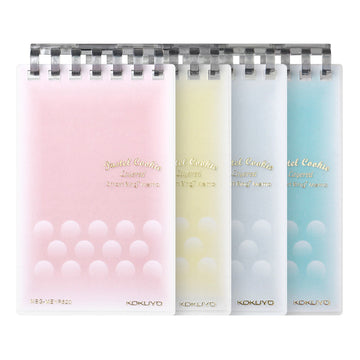KOKUYO Pastel Cookie A7 Mini Binder Notebook | Ultra-Slim Pocket Planner | 5mm Grid | 20 Sheets | Set of 4