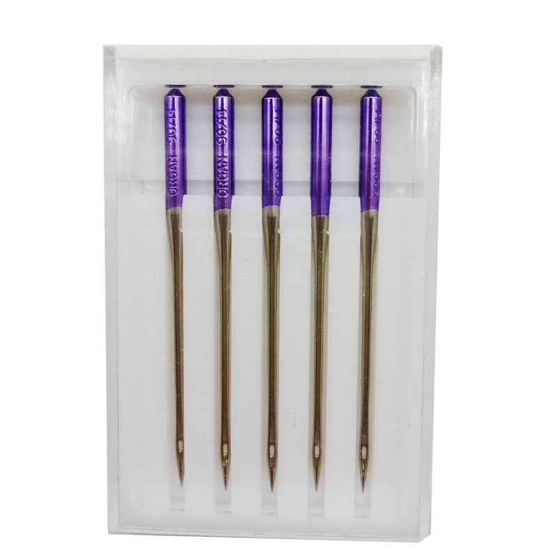 Janome purple tip sewing machine needles, size 90/14, in clear holder
