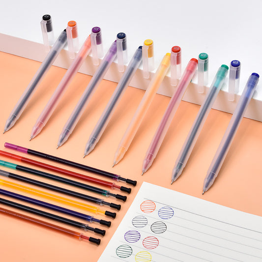 DELI 8 Color Gel Ink Penna med 8st Refills 0,5MM nålspets