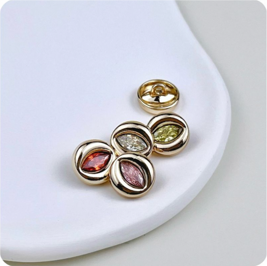11mm Evil Eye Thin Eye Zircon Metal Button for Women Blouses 20pcs
