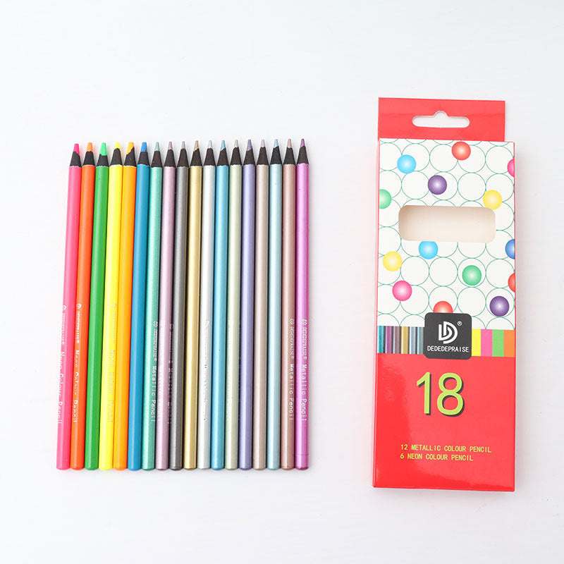 18 Pack Metallic Neon Colored Pencils