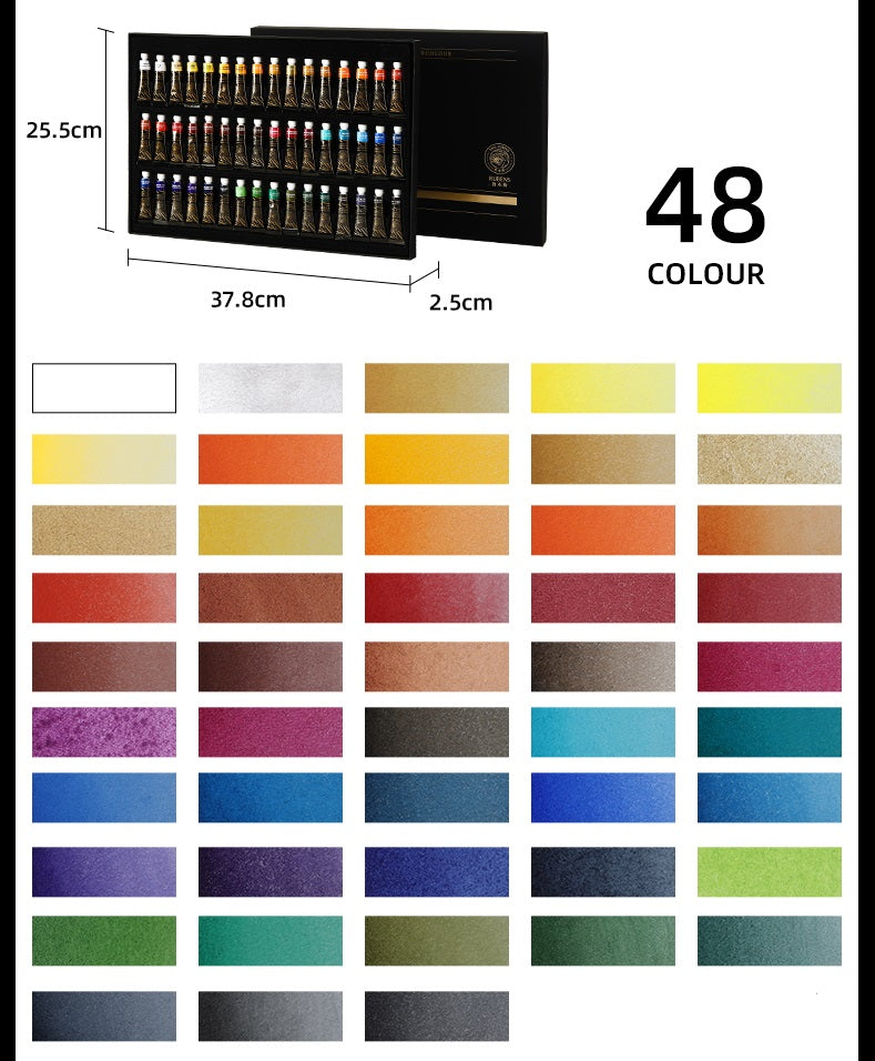 Paul Rubens Profesional Artist Watercolor Paint Set,5ml Tube,48 Colors - TTpen