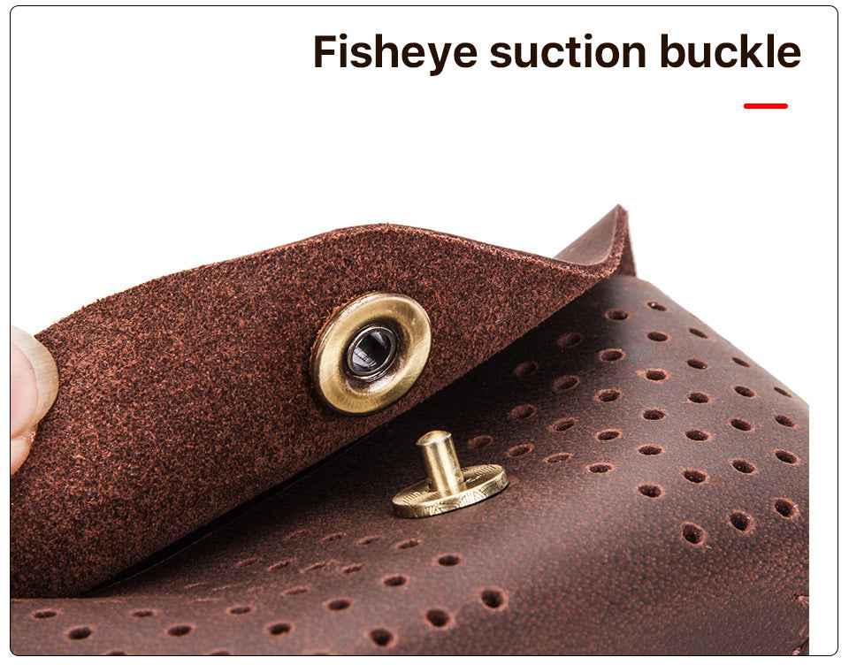 Vintage Leather Glasses Case – Slim Flip-Top Eyewear Storage Sleeve