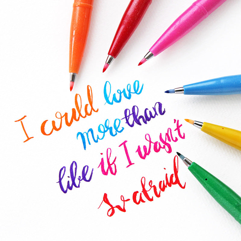 Pentel Fude Touch Sign Pen,Felt Pen Like Brush Stroke,6 Pack
