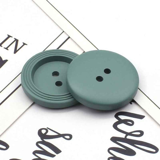 Round 2-hole resin buttons in teal/green, 25mm for crafts and garment sewing