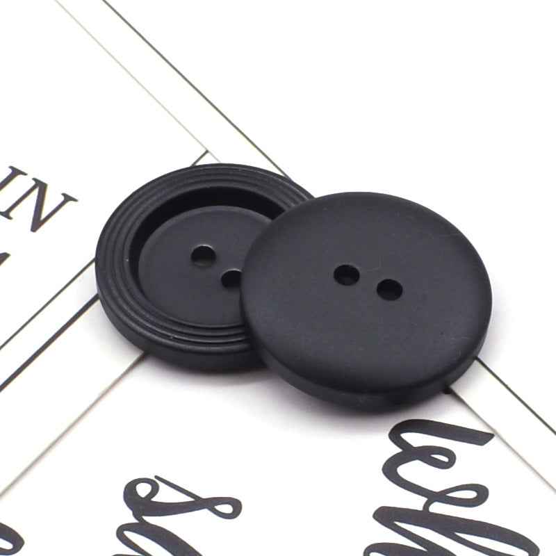 Round 2-hole resin buttons in dark gray/black, 25mm craft and garment sewing