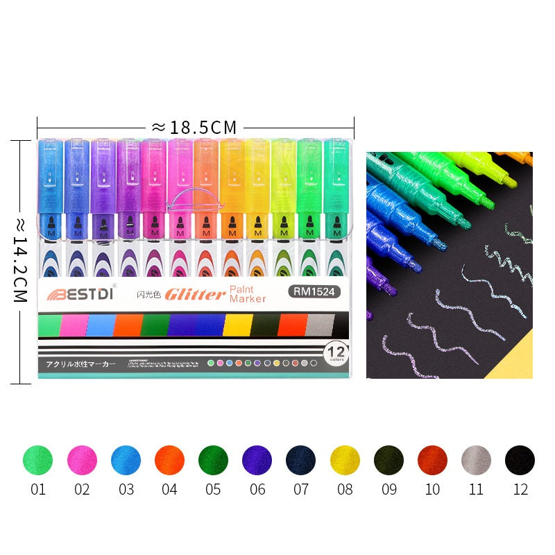 BESTDI Paint Pens 12 Color Permanent Acrylic Markers