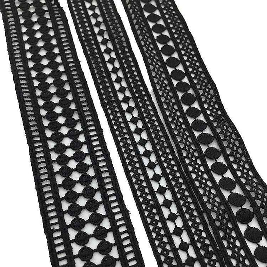4cm Black White Milk Fiber Embroidered Lace Trim 15 Yards