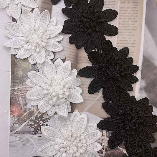8.5cm Water-Soluble Milk Silk 3D Floral Embroidery Lace Trim 5Yards