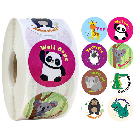 1000PCS Round Animal Reward Stickers for Teacher Classroom 1 INCH