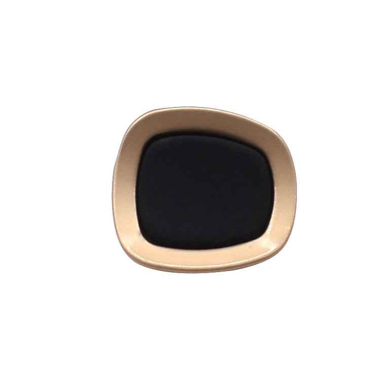Square concave colored metal shank button, black front