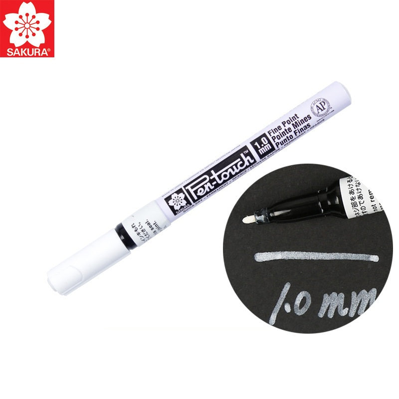 Sakura Pen-Touch Paint Marker 0.7/1.0/2.0mm White Color,4 Pack