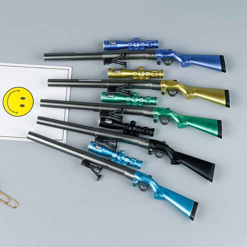 Gun Shape Gel Ink Ballpoint Pen with LED Light - 10 Pack