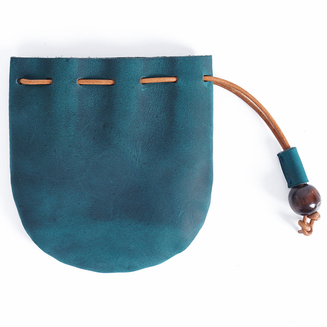 Leather Drawstring Coin Storage Pouch Blue