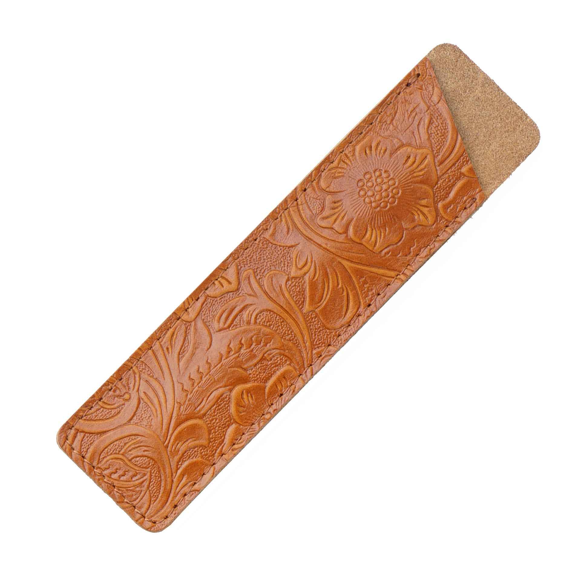 Handmade Leather Fountain Pen Sleeve Protector,2 Pack Flower Brown
